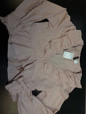 Divided Dusty Pink Ruffle Neck Blouse